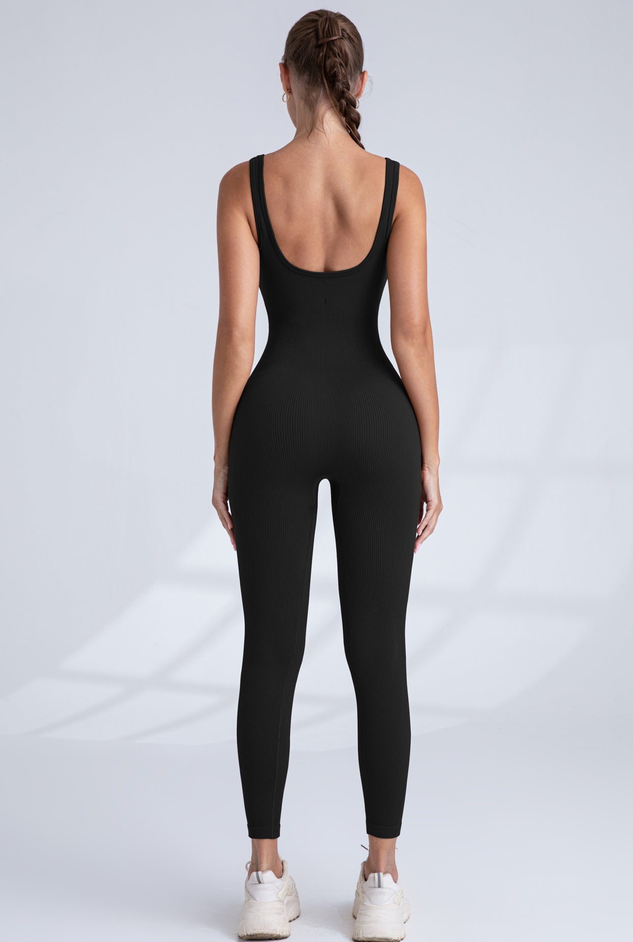 Seamless Ribbed Square Neck Tank Jumpsuit