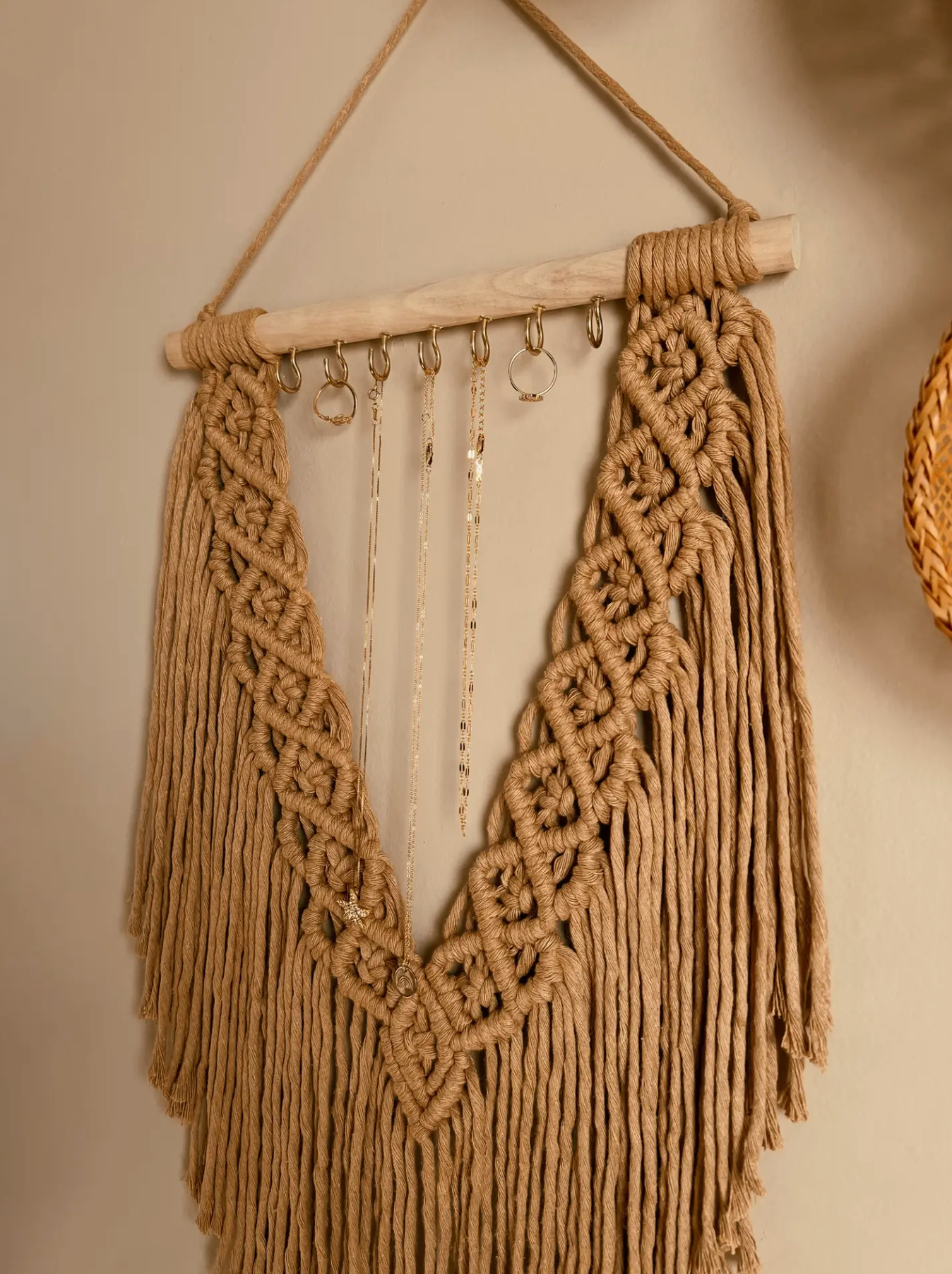 Macrame Jewlery Organizer Wall Hanging | Key Hook For Wall