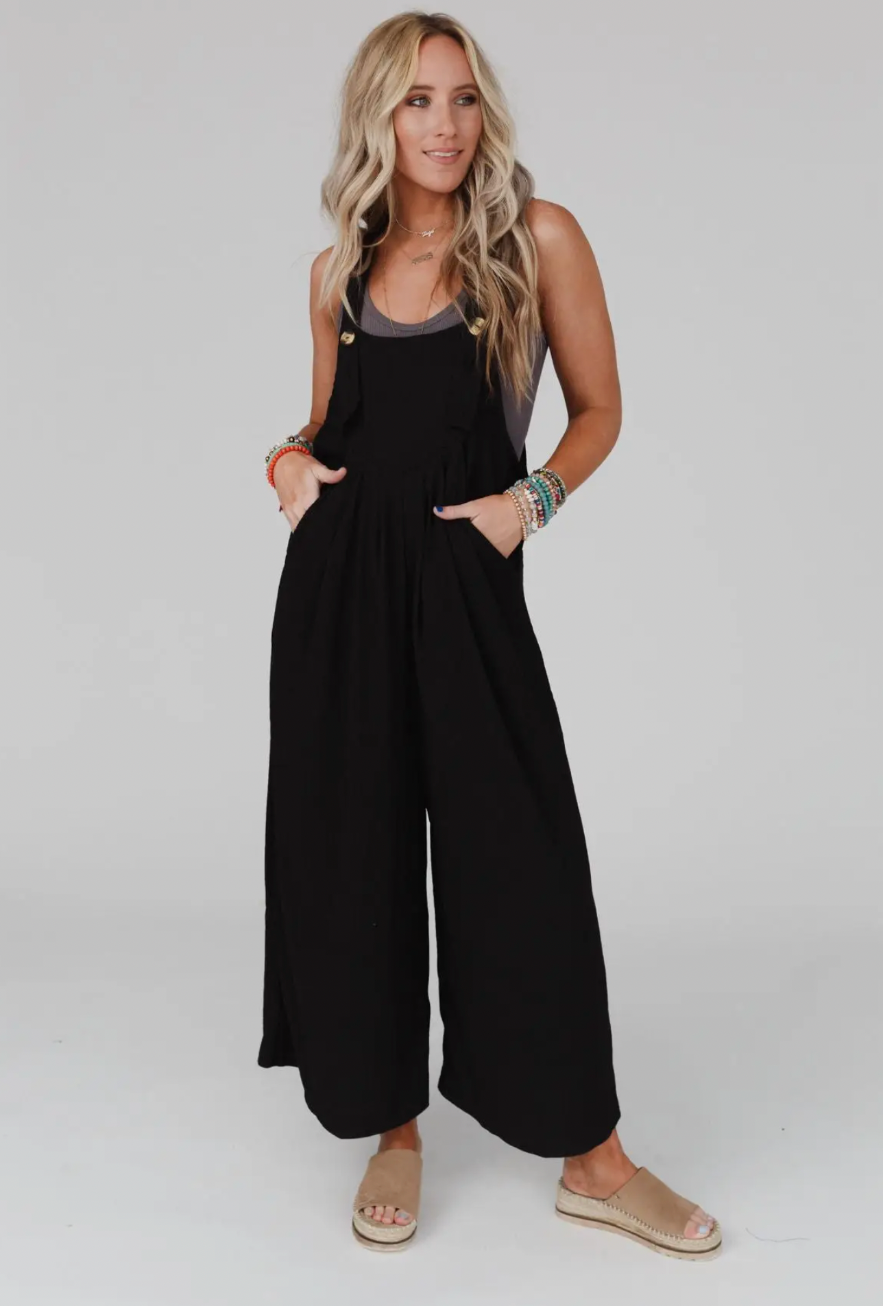 Serenity Wide Leg Jumpsuit - Black Jo