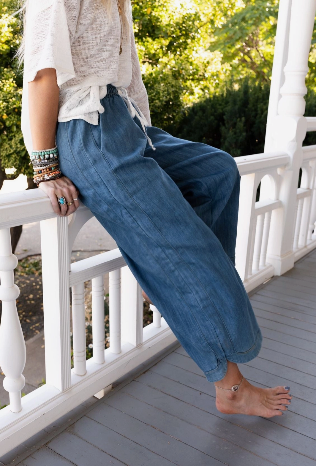 So Comfy Wide Leg Cropped Pant - Denim