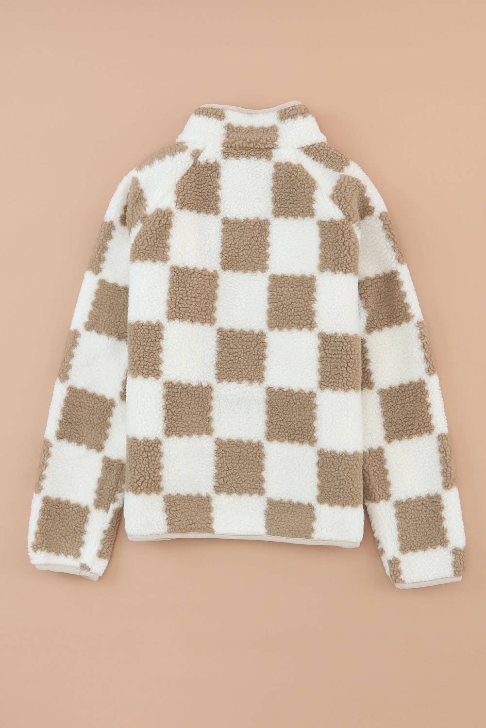 Checked Snap Button Sherpa Jacket