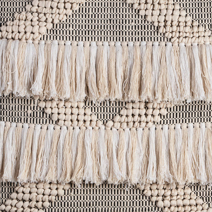 Diamond Tufted and Fringed Wall Hanging