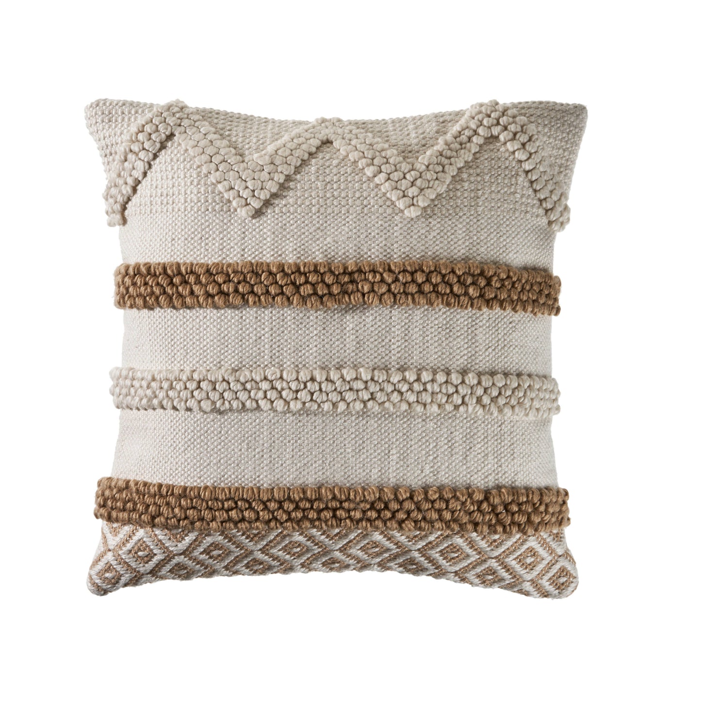 Neutral Textured Color Block Throw Pillow