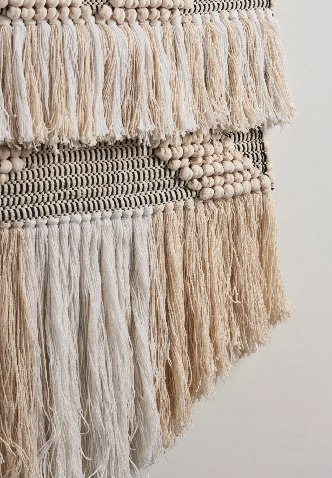 Diamond Tufted and Fringed Wall Hanging