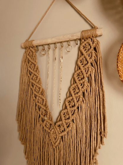 Macrame Jewlery Organizer Wall Hanging | Key Hook For Wall