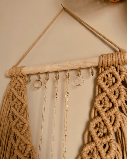 Macrame Jewlery Organizer Wall Hanging | Key Hook For Wall