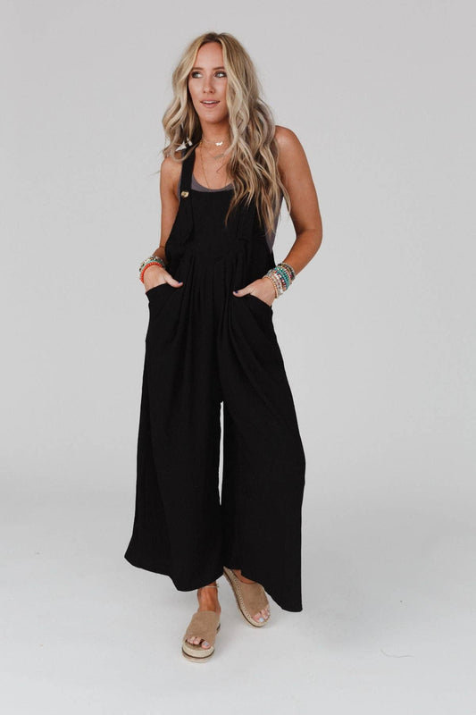 Serenity Wide Leg Jumpsuit - Black Jo