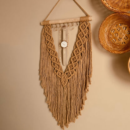 Macrame Jewlery Organizer Wall Hanging | Key Hook For Wall